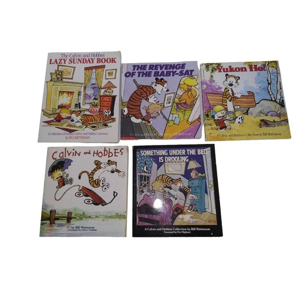 Calvin and Hobbes Comic Strip Paperback Books Lot of 5 Bill Watterson - Picture 1 of 13